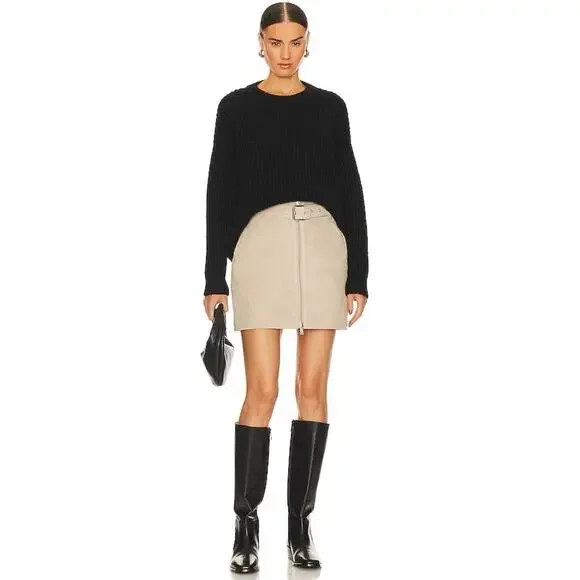 Anine Bing Zip-up Ana Mini Suede Skirt NWT size S
